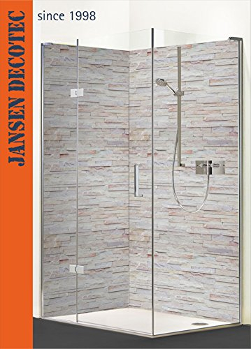 Eck - Duschrückwand, 2 Platten je 90x200cm, Motiv: Steindecor_Naturstein_hell