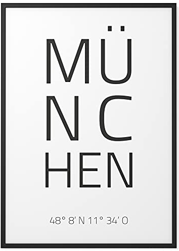 Papierschmiede® Geo Poster Koordinaten München, A3 Stadt Poster als Wanddeko für Wohnzimmer Schlafzimmer Küche Esszimmer, Oktoberfest Bayern, Bild ohne Rahmen