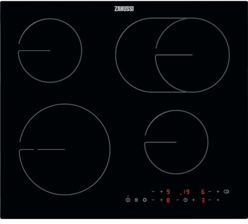 Zanussi 60cm 4 Zone Ceramic Hob with OvalZone Black