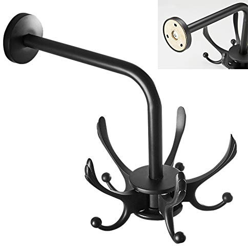 hook up Zweireihiger Hakenhalter im europäischen Stil, multifunktionaler drehbarer Haken, schwarz hängende Aluminium-Wandgarderobe (280 × 200 mm)