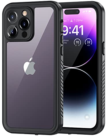 Lanhiem für iPhone 14 Pro Max Hülle (6.7), IP68 Wasserdicht Handyhülle iPhone 14 Pro Max Case 360 Grad Ganzkörper Schutzhülle, Stoßfest Staubdicht Outdoor Panzerhülle mit Displayschutz, Schwarz