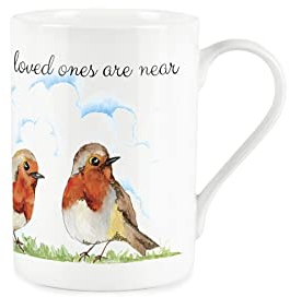 Purely Home Robins Appear When Love Ones are Near - Fine Bone China Style White - Sympathies & Loss Robin Bird Mug Coffee/Tea Present Gift