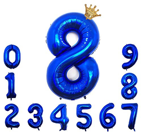 Foil Luftballon 8 Helium Folienballon Zahlen Ballon XXL Folien Dunkelblau Ballon 8 Geburtstag 100cm/40inch