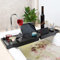 Planche de Baignoire avec boîte à Serviettes, Plateau de Bain Extensible, Plateau Baignoire Bambou avec Emplacement pour Tablette, Accessoires de Salle de Bain. (Noir)