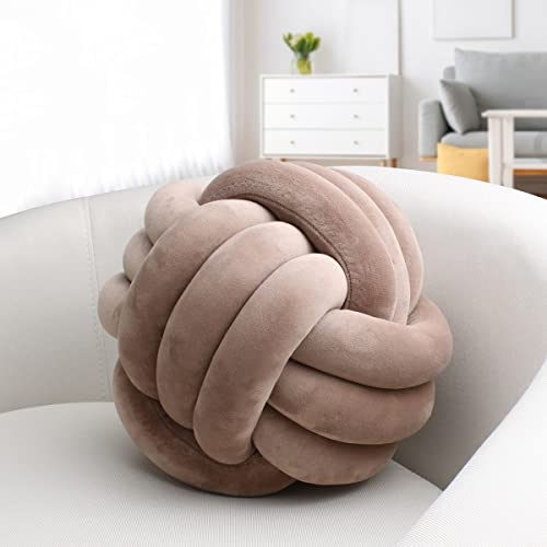 IIQI Knotenkissen, Mehrere Größen Knotenkissenball weiches handgewebtes Sofakissen, verwendet für Wohndekoration (Braun 56,28 Zentimeter)