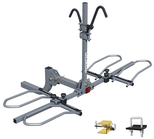 WILDROAD Porte-vélos d'attelage à inclinaison intelligente sans oscillation, porte-vélos pliable pour 2 vélos standard, gros pneus et E-Bike, capacité de 81,6 kg, compatible avec récepteur de 5,1 cm