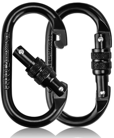 TIANLIN Sicherheitskarabiner Edelstahl 25kN | 2 Stück 11cm Große Karabinerhaken mit Drehverschluss | Outdoor-Karabiner für Hängematten & Camping