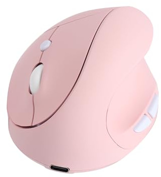LIKE SHOW Ratón ergonómico, 2,4 G, vertical, inalámbrico, 800-1600 ppp, 5 botones, con receptor USB, ratón óptico recargable para ordenador portátil, PC, ordenador, Mac (rosa)