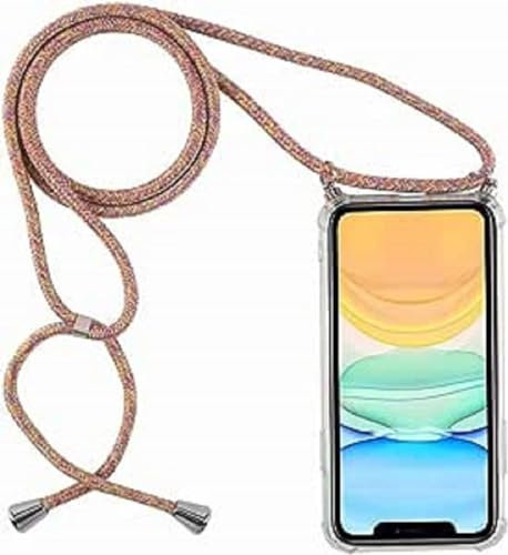 Coque Collier pour Xiaomi Redmi Note 13 Pro 5G, Housse pour Smartphone à Porter au Cou - Étui à bandoulière Cordon - Lanyard Case Protection Complète, Étui en Silicone Transparent, Arc en Ciel