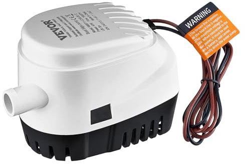 VEVOR Bomba de Sentina, 750 GPH 12 V Bomba de Agua de Sentina Sumergible Automática para Barcos con Interruptor de Flotador, Diámetro de Salida de 1,8cm para Sumergible Barcos Estanques Piscinas