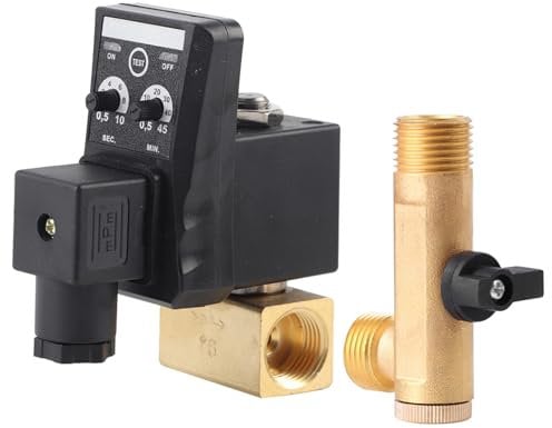 Haosie Air Compressor Water Tank Automatic Drain Valve, G1/2 DN15 Brass Check Valve, Programmable Air Compressor Drain Valve