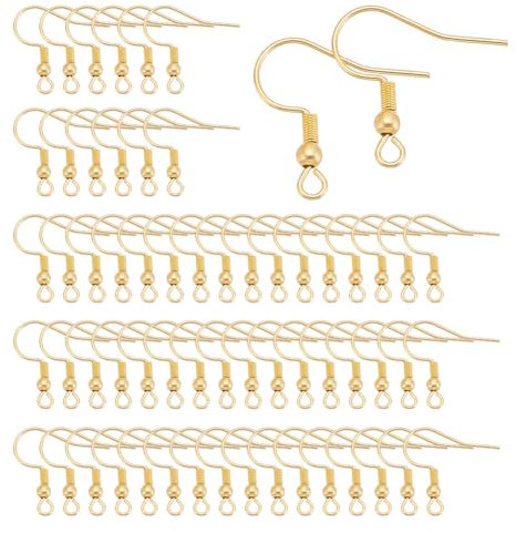 UNICRAFTALE 150 Stück 18 Karat Vergoldet Ohrhaken Edelstahl Ohrringhaken Mit Schlaufen Ohrhaken Angelhaken Französische Ohrhaken Mit Spule Und Perlen Für Die Herstellung von DIY Ohrringen Und Schmuck