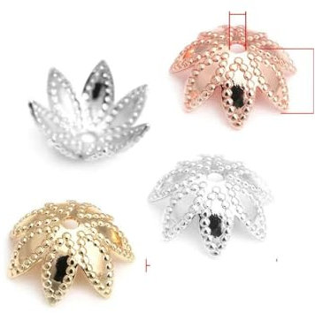 50 Stück 18 Karat Goldfarbe Messing Blume Baum Blatt Runde Perlenkappen Kappen Schmuck Perlenherstellung Zubehör DIY Zubehör-21 Stil-9MM-18 Karat Goldfarbe