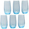Queensway Home & Dining 6-Piece Coloured Glass Tumbler Set - Stylish, Durable Drinkware for Cocktails, Juices & Everyday Use - 500ml Light Blue Dishwasher Safe Glasses
