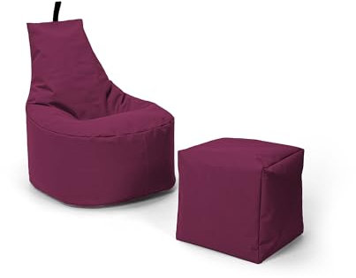 Nadimaideal Sitzsack XL - XXL für Kinder, Teenager & Erwachsene | Indoor & Outdoor | bereits gefüllt | Sitzsack Gaming | Füllung EPS Perlen (Weinrot, XXL - Durchmesser 80 cm für Erwachsene)