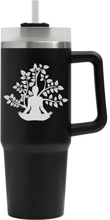 Yoga Asana Fitness - Vaso grande, taza de yoga Asana Fitness, termo aislado, taza grande