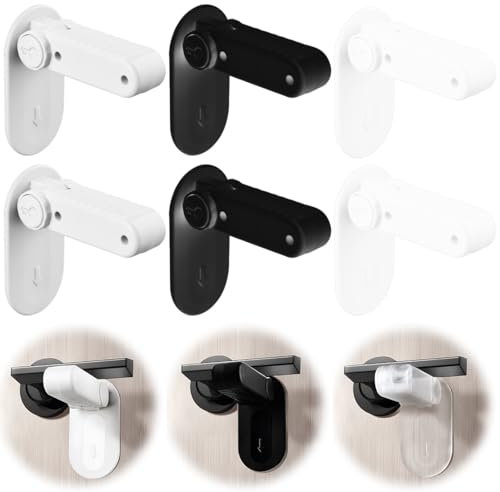 ZEPIQOR 6 Pcs pestillo puerta sin agujeros, pestillo puerta, Cerradura de la manija de la puerta de seguridad para niños, fácil de instalar y usar adhesivo, no se requieren herramientas ni taladros