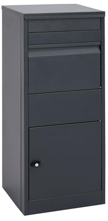 PROREGAL Paketkasten HxBxT 102x41x38cm Paketbox Standbriefkasten Briefkasten Größe L verzinkt anthrazit draußen groß XXL freistehend Schlüssel integrierte Rückholsperre