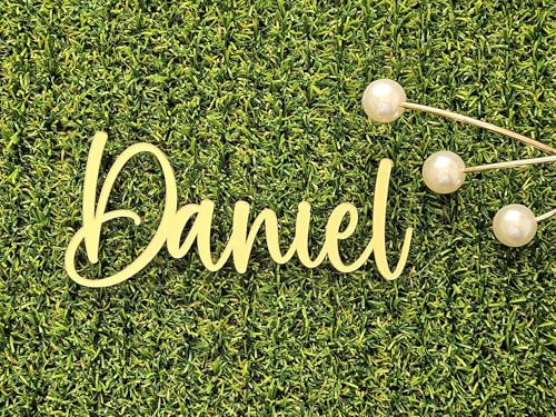 Custom Name Acrylic Cake Topper – Personalised Name Plate for Celebration, Wedding, Anniversary & Birthday Cakes – Choose Your Colour (Name Only)