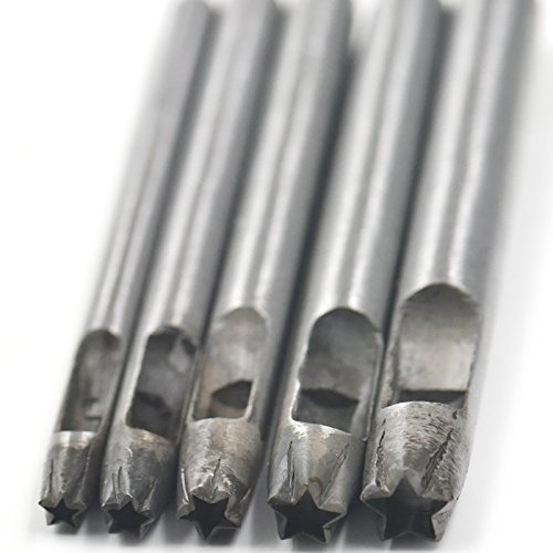 Fujiyuan 4/5/6/7/8 mm Locheisen für Ledergürtel, Dichtungen, Sternform, Stanzwerkzeug für Brieftaschen, Taschen, metall, siehe abbildung, 4 5 6 7 8mm(1 set)