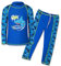 HUAANIUE Boys 3-12 Years Two Piece Long Sleeve 50+UV Swimsuit Shark Swimwear Kids Swimming Costume Sun Protection(Long Navy,128/134)
