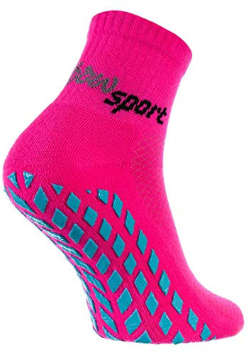 Rainbow Socks - Neo ABS Sport Socks - Damen Herren Neon Sneaker Sport Stopper Socken - 1 Paar - Rosa - Größen 36-38