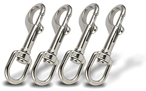 PROTECH Wirbelkarabiner Edelstahl A4 (V4A) – 80mm Karabinerhaken mit Drehgelenk – Rostfreier Bolzenkarabiner für Hundeleinen, Taschen & Segeln – Schnellverschluss (4 Stück)