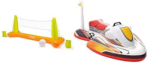 Intex 57520NP - Wave Rider Ride-On, 117 x 77 cm & Pool Volleybal Game - Aufblasbares Wasserballspiel - Volleyballnetz - 239 x 64 x 91 cm