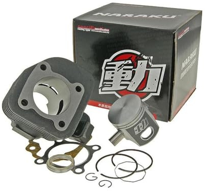 NARAKU 70ccm 12mm Zylinder Kit kompatibel mit Keeway RX8 50, RY6 50, RY8 50 | Sportzylinder aus Grauguss, Bohrung 47mm, 12mm Kolbenbolzen, Motor 1E40QMB (E2), inklusive Dichtsatz, ohne