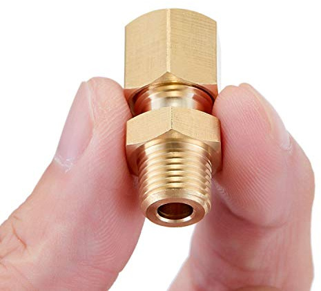 4 Pack Brass Compression Fitting Connector, 1/4 Tube OD x 1/4 NPT Male