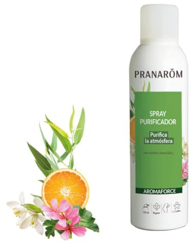 PRANAROM - Aromaforce - Spray Desinfectante con Aceites Esenciales Bio - Naranja Dulce y Ravintsara - Purifica y Desinfecta el Aire - 150 ml