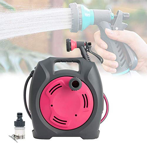 RANRANHOME Gartenschlauch-Reel Mit 7 Einstellbare Sprayer Düse, 33,8 +7 Ft Wasserschlauch, Spiralschlauch Tragbare Blumen Gießen Lawns Car Wash Werkzeug, Comfort-Grip Und Leichtgängigkeit,Rosa