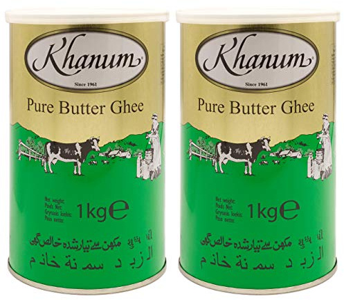 Khanum - Pure Butter Ghee - Bestes Butterfett zum Braten und Kochen im 2er Set à 1 kg Dose