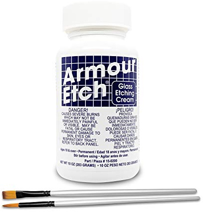 Armour Etch Glass Etching Cream Kit - Create Permanently Etched Designs - 10oz Net Weight - Bundled with Moshify Application Brushes
