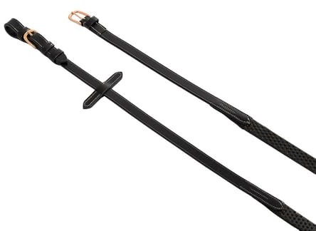Zügel aus Gummi Modell Kris Rose Gold Fitintings (Full, Schwarz)