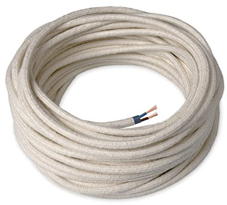 Amarcords - Cable de tela color LABRADOR, redondo, lino, 50 metros, con 2 conductores 2x0,75 - Hilo eléctrico textil de color estilo clásico para lámparas bricolaje y iluminación vintage.