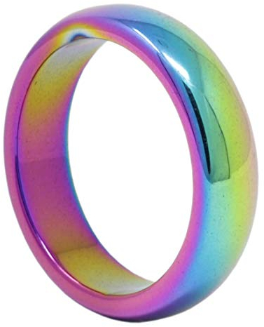 Ring aus Hämatit Multicolor glatt rund Hämatitring Steinring rainbow bedampft, Ringgröße:Innenumfang 54mm ~ Ø17.2mm