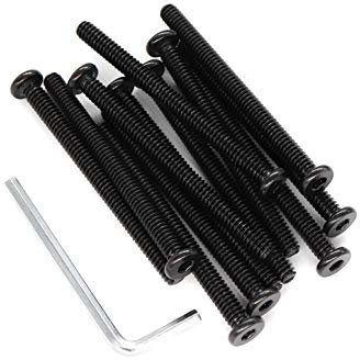 binifiMux Innensechskantschrauben, 12 Stück, schwarz, 1/4-20 x 2-3/4 Zoll, für Möbel, Stuhl, Tisch, Kinderbett, Vollgewinde