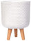IDEALIST 21cm Indoor Plant Pot | Honeycomb White Reinforced Stone Planter with Legs | Flower Pot Cover D21 H34 cm, 7.5 litres