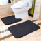 Badematten Set 2 Teilig Rutschfest Badvorleger Set Verdickt Badteppich Badgarnitur Set Weich Flauschige Mikrofaser Badezimmer Teppich Set, 50 x 80cm Badeteppich + 50 x 60cm WC Vorleger (Schwarz)