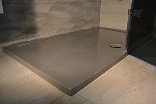 Diamond Low Profile 35mm Rectangle Central Waste Stone Resin Silver Grey Shower Tray Various Sizes Inc FREE Shower Waste (1200x800)