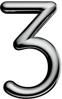 Ultion Sweet Chrome Door Numbers '3' - 3inch height - Self Adhering, No Drilling or Screwing Required …