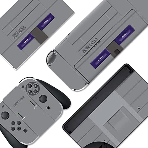 PlayVital Autocollant pour Switch OLED Protection,Sticker Skin pour Nintendo Switch OLED Manette & Console & Joycon & Dock-Snes Classique