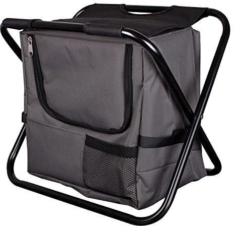 Mojawo klappbarer Comfort Anglersessel Campingstuhl Faltstuhl Anglerstuhl Regiestuhl mit Kühltasche in Schwarz