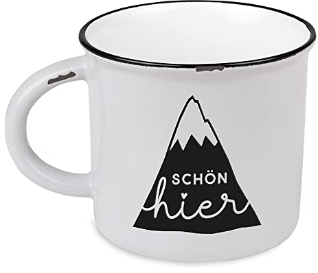 Kaffeetasse vintage| Keramik Becher zum verschenken | 400 ml | alpin | schön hier, Grau