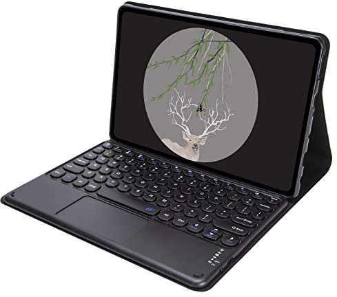 BAUBEY Keyboard Case for All-New Kindle Fire HD 10 and Fire HD 10 Plus Tablet (Only Compatible with 11th Generation 2021 Release)-Slim Leather Cover with Touchpad Detachable Bluetooth Keyboard (Black)