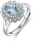 Damen Ringe Silber 925 mit stein Aquamarin Princess Diana Verstellbar Silberring Damen 925 Sterling Silber Ring öffnung Prinzessin Diana Kate Ring mit Schöne Schmuck Beutel
