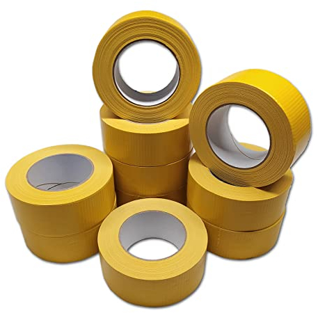 verpacking Premium Panzertape 50 m x 48 mm Gelb Gewebeband Gaffa Tape Reparaturband hohe Klebekraft Klebeband mit Naturkautschuk-Kleber (10 Stück)