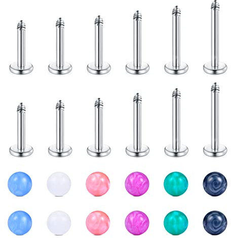 Longita 16G Helix Piercing Stab Mit Ersatzkugeln - Tragus, Labret, Lippe Ohrringe, Conch Knorpel Ohr Schmuck