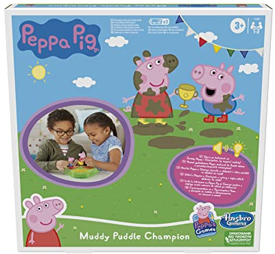 Hasbro Gaming Spiel Muddy Puddle Champion mit Peppa Schwein, Brettspiel für Kinder ab 3 Jahren, Vorschulspiel, für 1 oder 2 Spieler